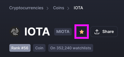 Add IOTA to Coinmarketcap watchlist